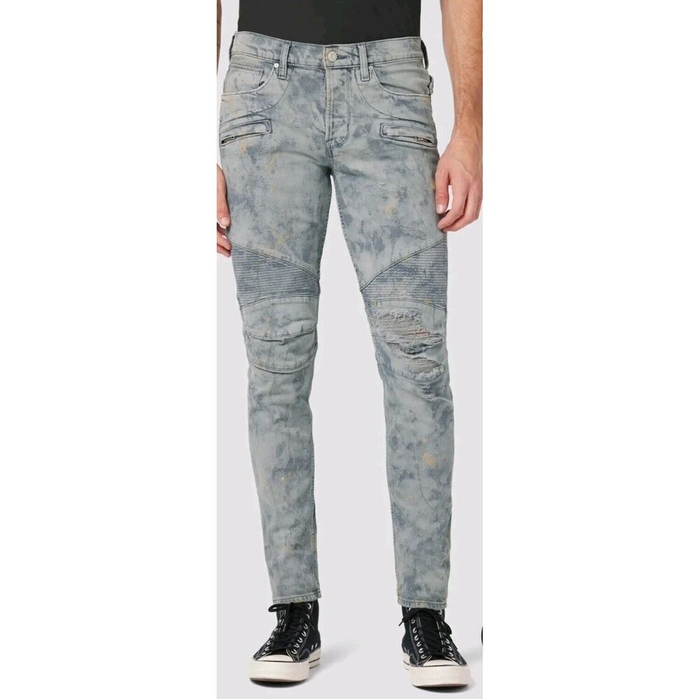 Hudson Bay Mens Ethan Skinny Biker Jeans Size 33 Light Wash New Without Tag